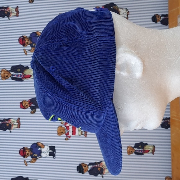 Vintage Zep stitched logo royal blue corduroy foam front panel snapback hat cap - Picture 2 of 8